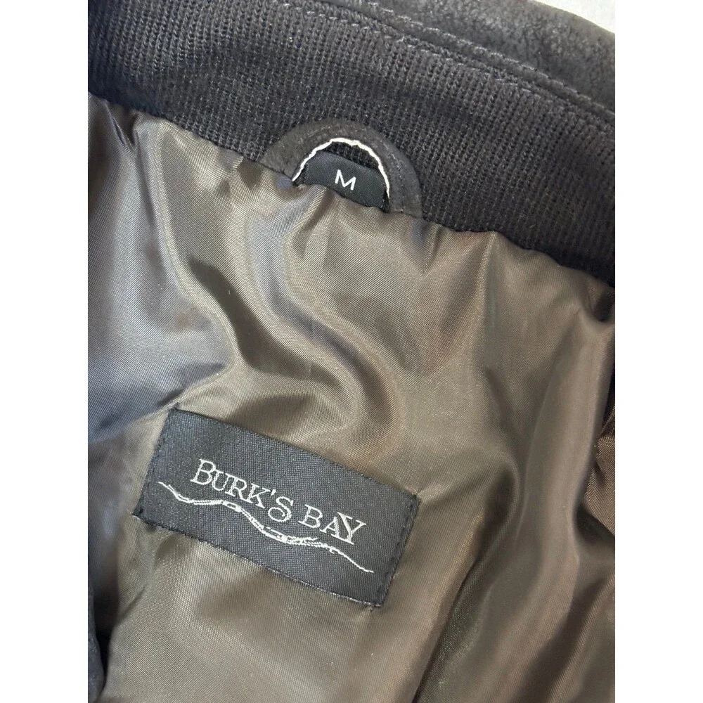 Burk's Bay Genuine Leather Bomber Jacket NRA Life Member Men's Size M Black